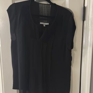 Daniel Rainn Black Blouse with Mandarin Collar and Long Sleeves